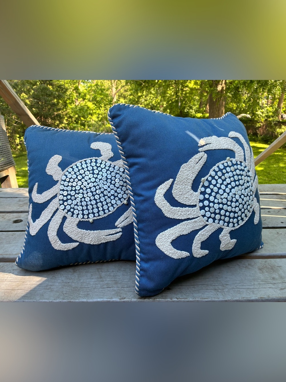 Two Pier 1 Beaded Crab Throw Pillow